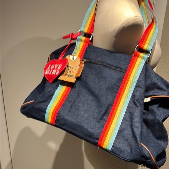 Rainbow pride theme Strap Denim Travel Bag tote - Picture 3 of 13